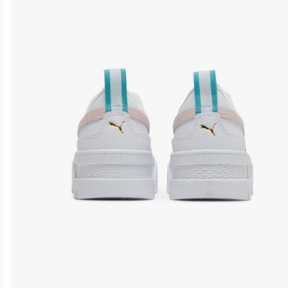 Puma White and Pink Platform Sneakers with Chunky Sole - Picture 2 of 12